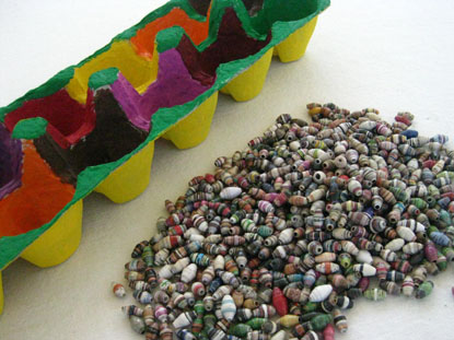Egg Carton Container for Smaller Paper Beads 