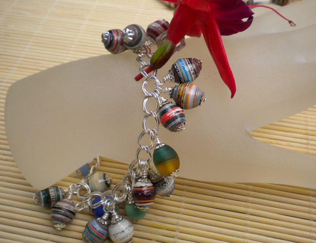 A charming paper bead bracelet
