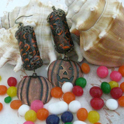 Pasta Paper Bead Halloween Earrings